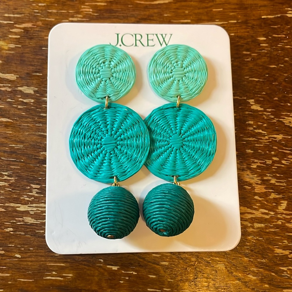 NWT J Crew Triple Drop Raffia Earrings